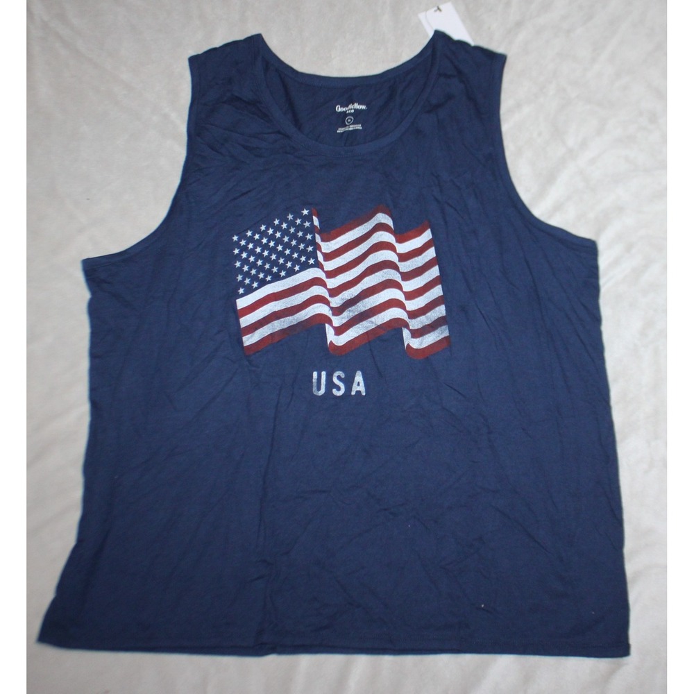 tank top NAVY Blue USA flag print Soft feel Goodfellow Cotton Blend size XL
